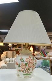 Ceramic Lamp with Floral Motif