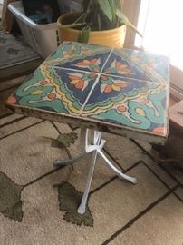 Catalina tile top wrought itlron base table, c1930
