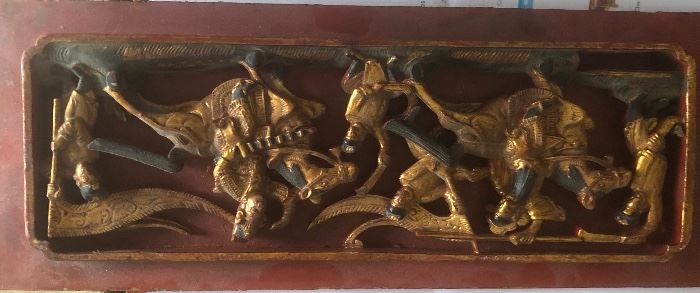 Chinese red carved plaque