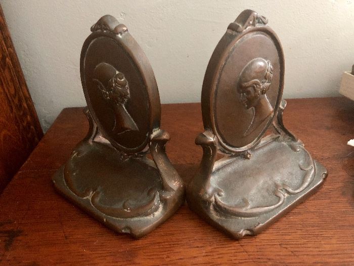 Art Nouveau bronze clad bookends