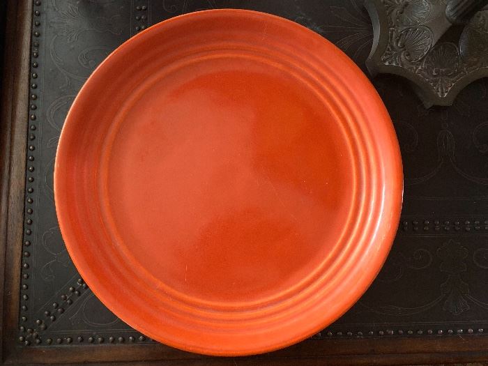 15" Red Bauer Ringware platter