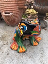 Large Talavera pottery frog planter, Mexico
