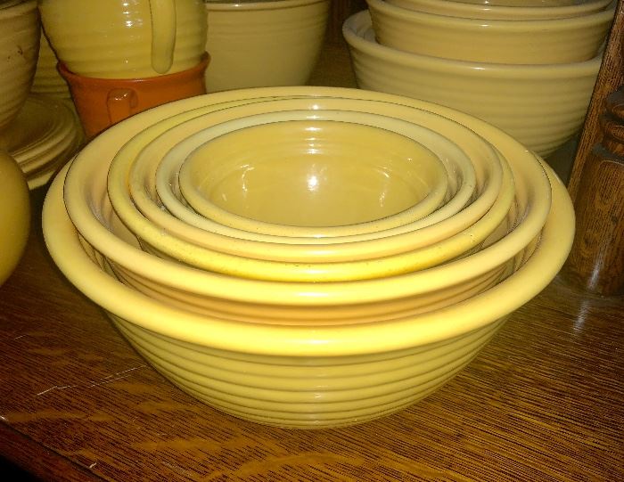 Vintage Bauer Ring Ware pottery nesting bowls