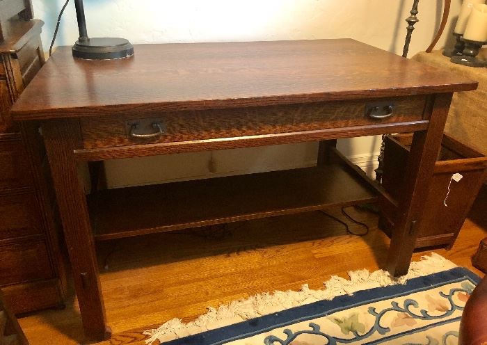 THIS DESK HAS BEEN REMOVED FROM THE SALE BY THE FAMILY. Our sincere apologies. L.G. Stickley library table / desk (signed)