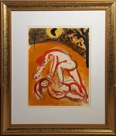 1960 Marc Chagall Cain & Abel Mourlot Lithograph