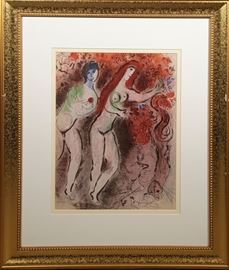 1960 Marc Chagall Mourlot Lithograph Adam & Eve