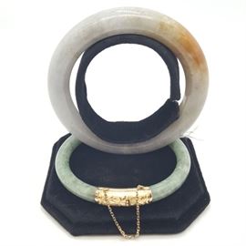 2 Jade Bangle Bracelets 