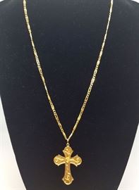 18K Figaro chain with Cross Pendant