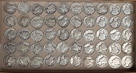 50 Mixed Date Mercury Silver Dimes
