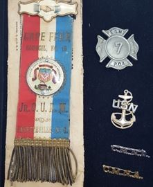 Firemen, Mechanics, Fraternal and Military Medals, Ribbons & Pins