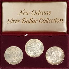 3 New Orleans High Grade Morgan Silver Dollars, 1883-1885