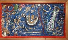 Case Lot Jewelry  -  Tampa Bay Rays commemorative ring, carnelian bangles, amethyst, jadite, & sead pearl necklace, Juicy Couture, rhinestone, etc