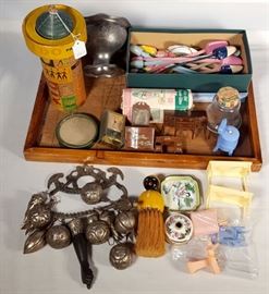 Case lot of dollhouse furniture, Brazilian charms, etc