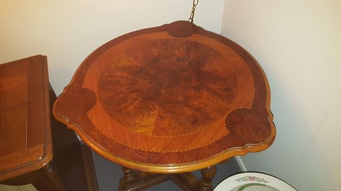 Antique inlaid corner table