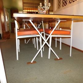 George Nelson Herman Miller mid century modern X-Leg dining table with 6 matching chairs