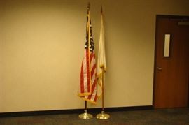 2 Flags on Wood Poles in Bases
