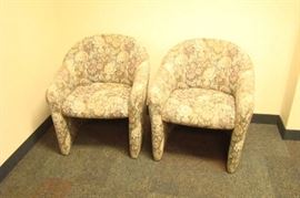 2 Flower Pattern Barrel Chairs
