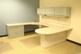 Steel Office Desk and Cabinets
