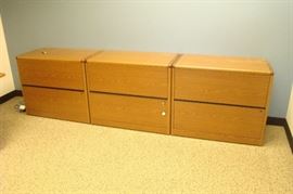 3 Hon Wood Filing Cabinets

