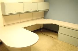 Steel Office Desk and Cabinets
