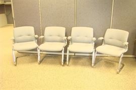 4 Steelcase Steel Chrome Framed Padded Chairs
