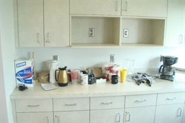 Lot of Coffee Cups, Coffee Maker, Stir Sticks, etc.
