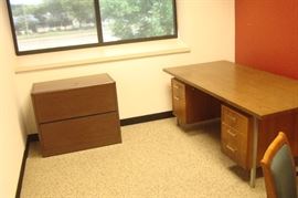 Wood Desk and File Cabinet
