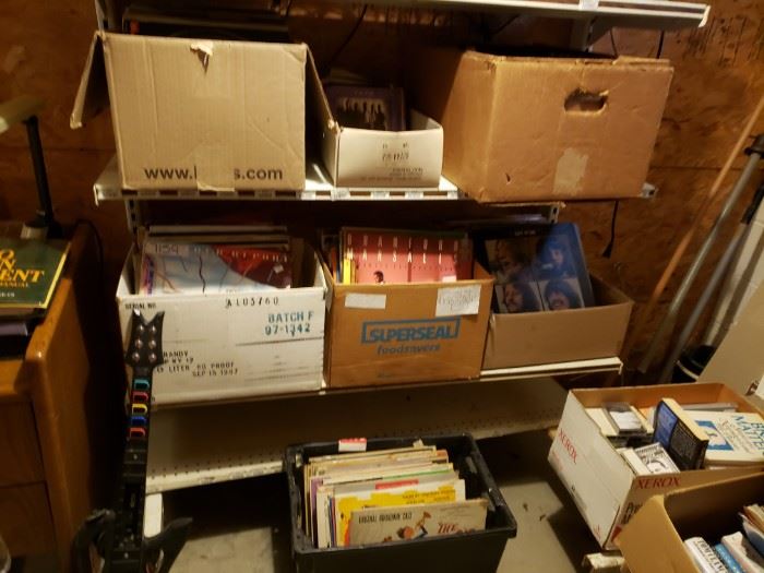 Boxes of record albums 