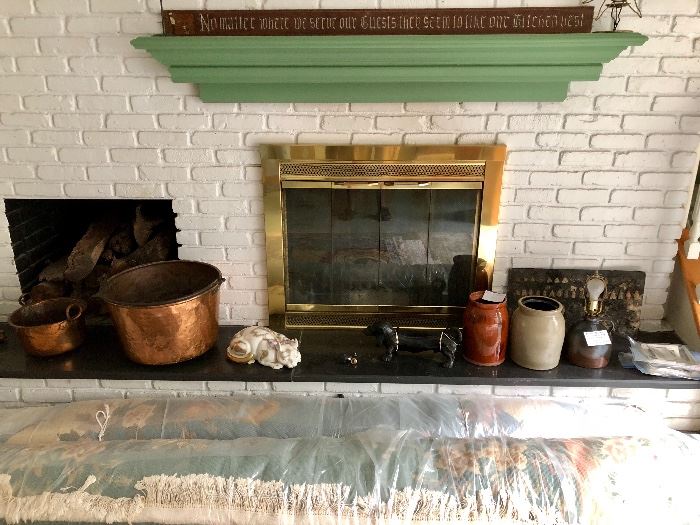 Two Antique Copper Pots, Stoneware, Rugs, Great Stuff!