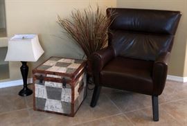 Table Lamp, Decorative Storage Cube, Arm Chair x 2