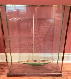7. Model Sailboat in Plexiglass Case (23" x 7" x 29')