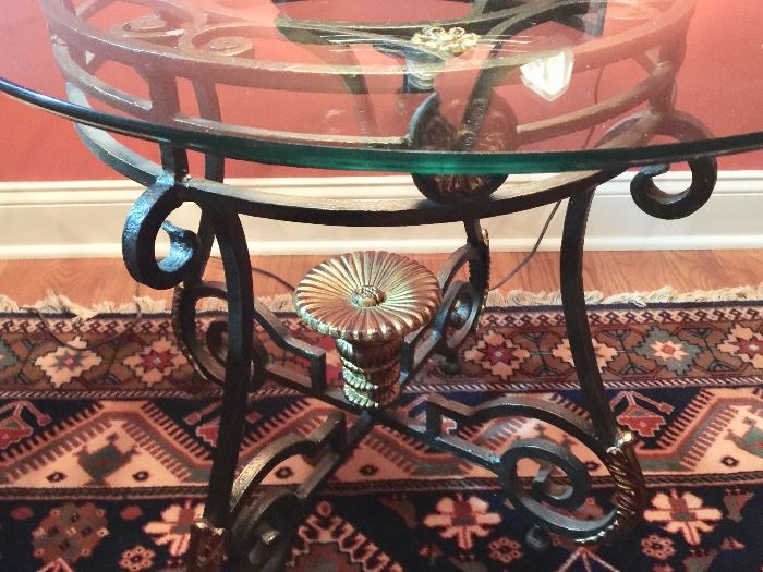 5. Round Glass Top Table with Metal Base (28" x 22")