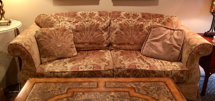 18. Pair of Drexel Heritage Rolled Arm Sofas w/ Duck Down Cushions (87" x 39" x 37")