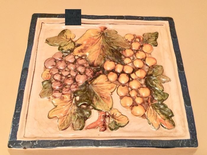46. Italian Decorative Tile of Grapes (14" sq)