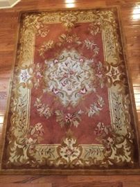 96. Gold & Rose Wool Area Rug (4" x 6")