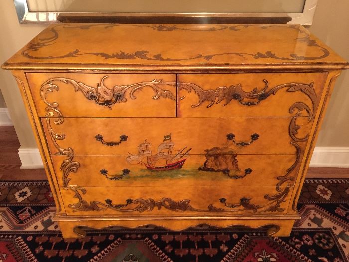 Trouvailles Handpainted 5 Drawer Chest