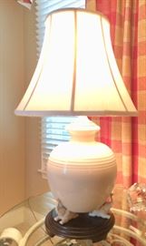 116. White Ceramic Lamp w/ Elephant Base (27")