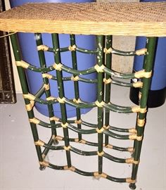 153. Bamboo and Rattan Wine Rack (21" x 11" x 29")