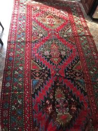192. Red Wool and Silk Area Rug (5' x 11')
