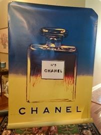 198. Andy Warhol Chanel No 5 Perfume Pop Art Vintage Poster, 1997, 47" x 67", Blue/Yellow