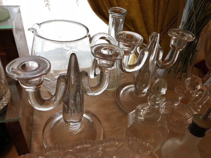 vintage crystal candleholders