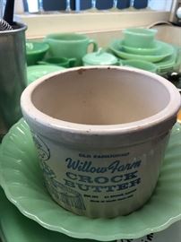 Vintage Willow Farm butter crock
