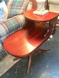 Pair of Matching Duncan Phyfe 2-Tier Mahogany End Tables
