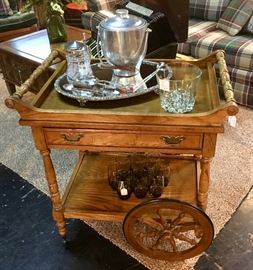 Tea Cart with Wooden Rolling Wheels