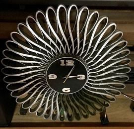 Silver mid-century modern looking large wall clock