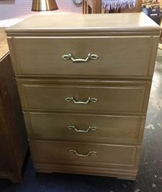 4-Drawer, blonde wooden, chest of drawers