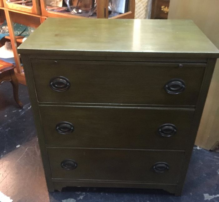 3-Drawer, Vintage Green Small Chest