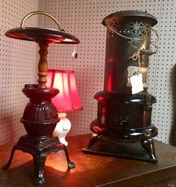 1913 Vintage Oil Heater and iron vintage ash tray stand