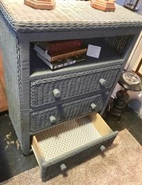 Wicker TV Chest on rollers with a top that turns