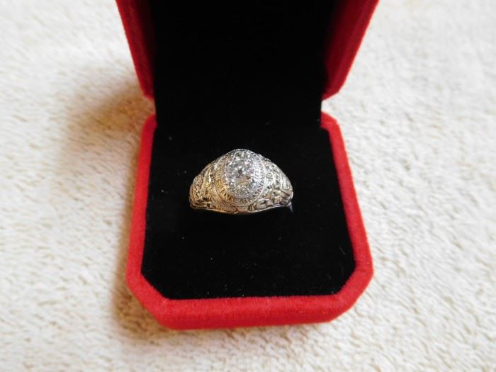 1922 14 k Diamond Naval Academy Ring
